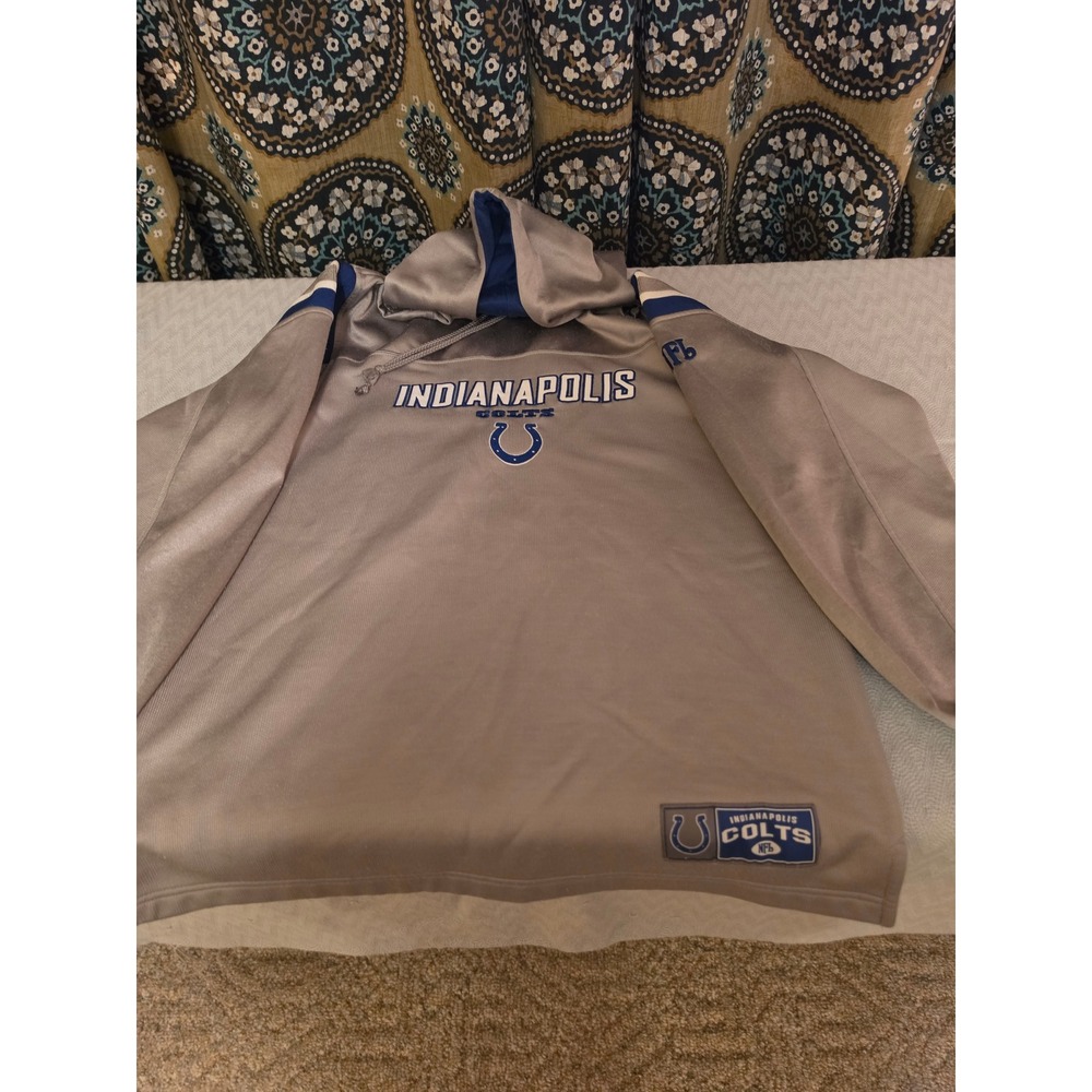 NFL Indianapolis Colts Hoodie Gray Blue Embroidered Football Sweatshirt Mens